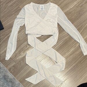 Jordan Cream Long Sleeve Wrap Blouse